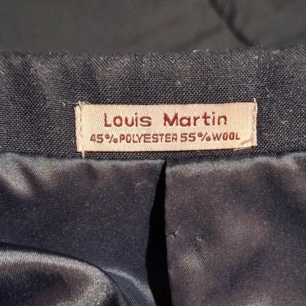 Louis Martin Blazer Jacket Womens Size 4 Navy Blue Wool Blend Dark Academia Prep